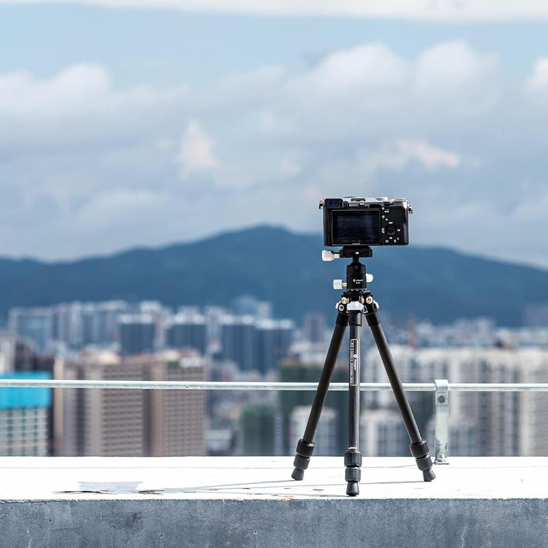 Fotopro حامل ثلاثي صغير من ألياف الكربون، حامل سفر خفيف الوزن ومضغوط مع رأس كروي بزاوية 360 درجة، لوحة QR لكاميرا كامكوردور حاملات ثلاثية صغيرة P-2 (P-2+P-2H) - Image 5